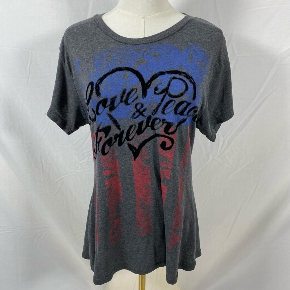 Wrangler Blues grey blue white Love & Peace Forever‎ t shirt size large country